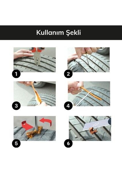6 Parça Araba Motosiklet Otomobil Bisiklet Lastik Tamir Kiti Araç Bakım Seti (4172)