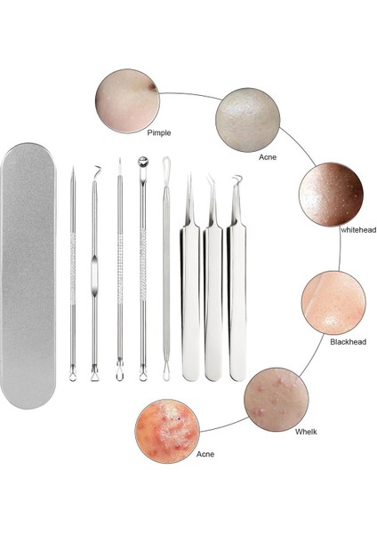 8 Adet Iğne Cilt Temizleyici Yüz Cilt Bakımı Araçları Kutusu (Yurt Dışından)