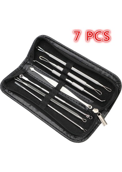 7/8Pcs Kadın Güzellik Komedon Cilt Temizleyici Iğneler Cilt Bakımı Aracıçanta İle 7 Adet (Çanta İle 7 Adet) (Yurt Dışından)