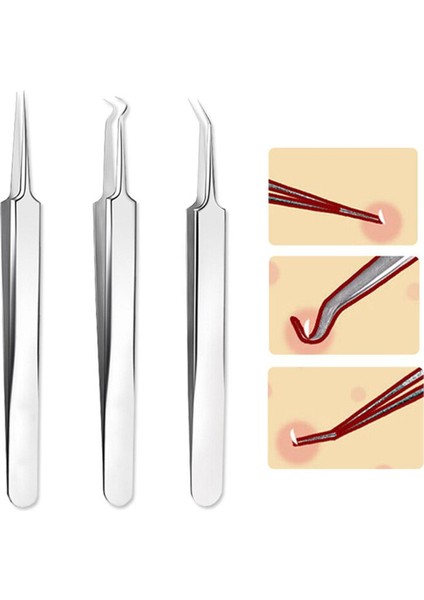 Adet Profesyonel Cımbız 3 Tasarımlar Tırnak Sanat/Yüz Bakımı/Kirpik Uzatma Araçları (Yurt Dışından)
