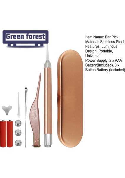 Yeşil Orman Işık Kulak Temizleme Çubuğu Taşınabilir Kulak Temizleme Aracı Balmumu Küret Sökücü (Yurt Dışından) modelleri