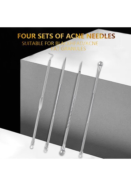 Fteenply 4 Adet/Takım Çelik Cilt Temizleme Iğnesi Kiti Yüz Temizleme Alet Takımı (Yurt Dışından)