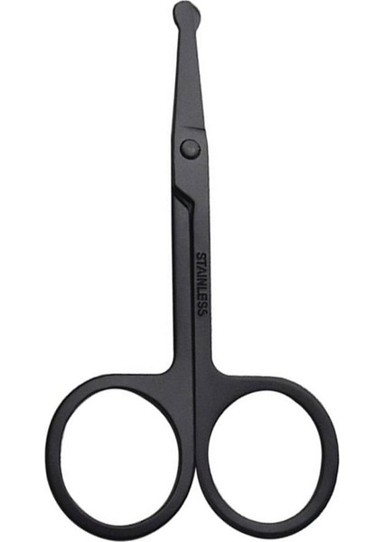 Paslanmaz Çelik Burun Kılı Kesme Makası Yuvarlak Başlı E Makas Keskin - Siyah (Yurt Dışından)