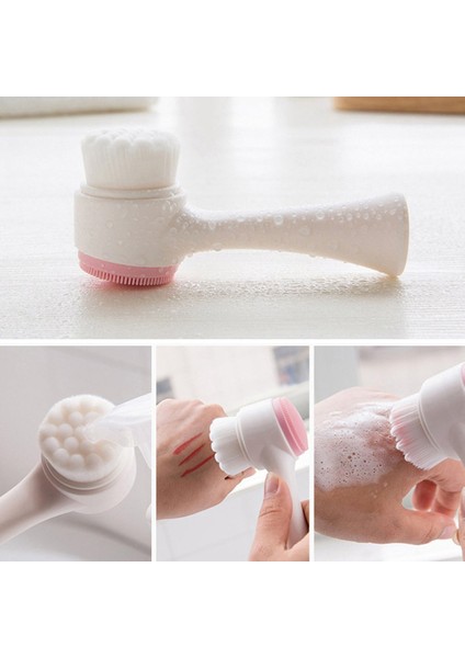 Çift Taraflı Silikon Yüz Temizleyici Yıkama Fırçası Yumuşak Hafif Fiber Yüz Temizleme - Pembe Dalgacık Noktası (Yurt Dışından) fırsatları