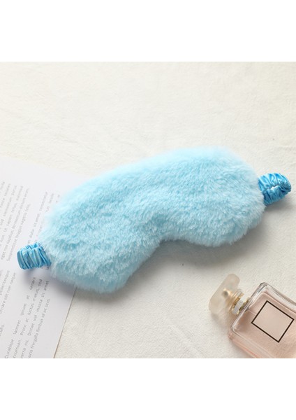 Yumuşak Peluş Uyku Göz Kapağı Maskesi Uyku Maskesi Göz Kapağı Tavşan Peluş Sevimli Uyku Göz Bandı (Mavi) (Yurt Dışından)