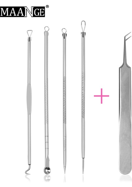 1 Maange 4 Adet/Takım Cilt Temizleme Kiti Çelik Temizleyici Yüz Bakımı Araç Seti (Yurt Dışından)