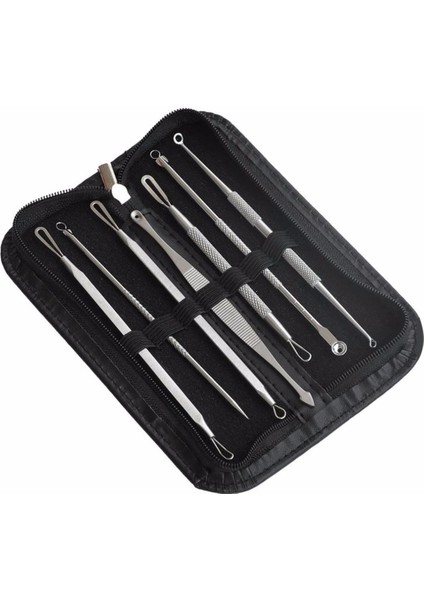 7 Adet/Torba Yüz Cilt Bakımı Araçları Komedon Iğne Klipsi Cımbız + Çanta (Yurt Dışından)