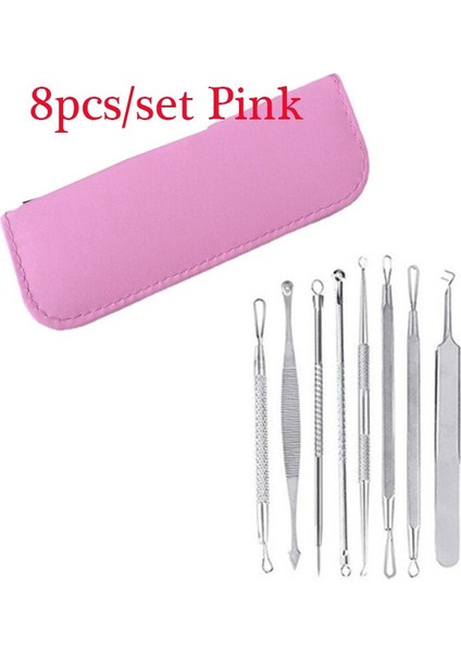 7/8 Adet Paslanmaz Çelik Komedonyüz Alet Kiti Pembe Çanta İle 8 Adet (Pembe Çanta İle 8 Adet) (Yurt Dışından) fiyatları