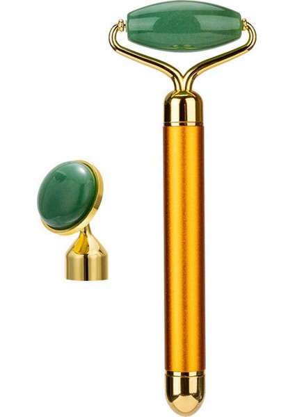 2 In 1 Elektrikli Doğal Gül Kuvars Yeşim Rulo Yüz Kaldırma Kristal Yeşim Taşı Yüz Rulo Güzellik Masaj Aletialtın (Altın) (Yurt Dışından)