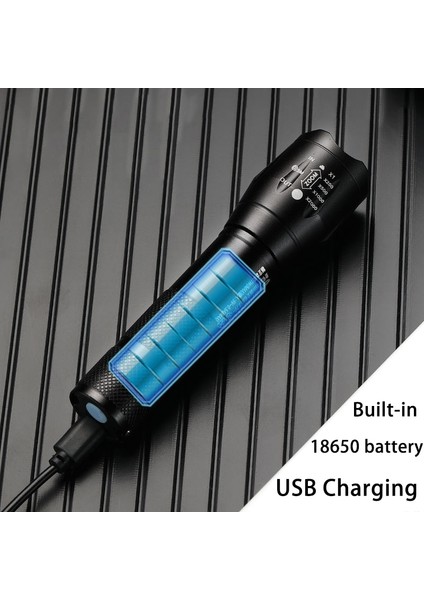【eğlenceli Canlı】 Güçlü T6 LED El Feneri Süper Parlak Alüminyum Alaşımlı Taşınabilir Torch USB Şarj Edilebilir Açık Kamp Taktik Flaş Işığı (Yurt Dışından)