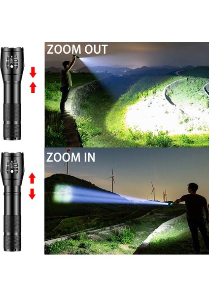 【eğlenceli Canlı】 Güçlü T6 LED El Feneri Süper Parlak Alüminyum Alaşımlı Taşınabilir Torch USB Şarj Edilebilir Açık Kamp Taktik Flaş Işığı (Yurt Dışından)