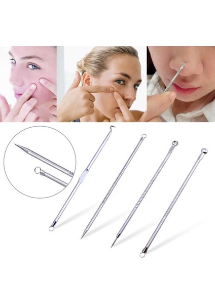 4 Adet/Takım Paslanmaz Çelik İğne Komedon Yüz Bakım Araçları (Yurt Dışından)