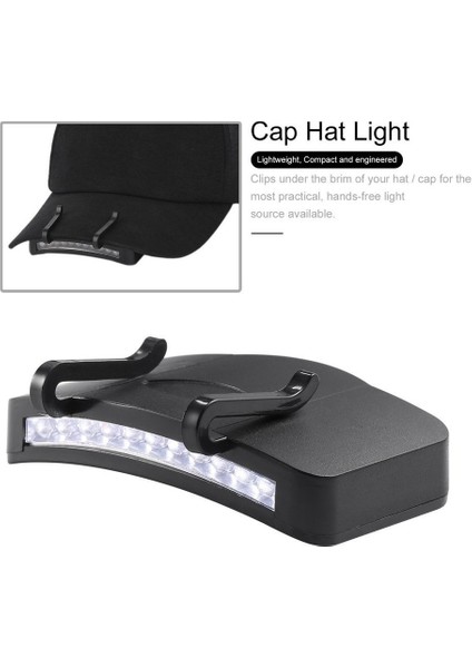 11 LED Klipsli Kapak Şapka Işık Kamp Yürüyüş Çalışma Koşu-Siyah (Yurt Dışından)