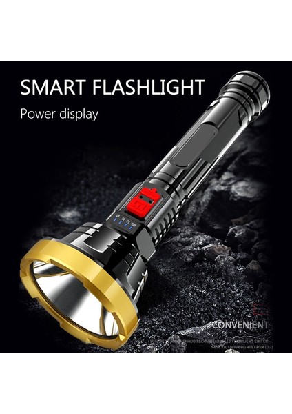 Süper Parlak Taşınabilir Cob LED El Feneri USB Şarj Edilebilir Su Geçirmez Işık Dahili Pil Işığı LED El Feneri (Yurt Dışından)