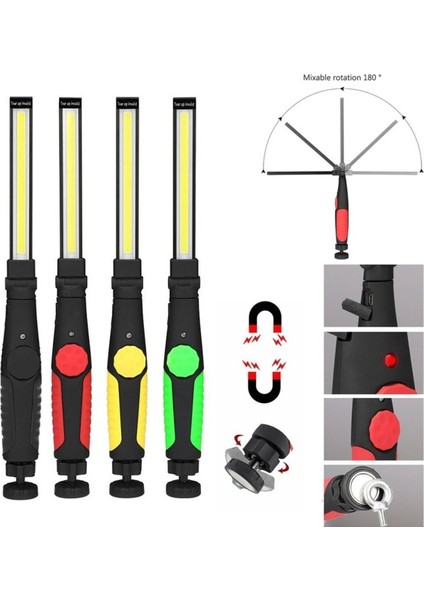 Cob El Feneri Torch USB Şarj Edilebilir LED Çalışma Işığı Manyetik Cob Fener Taşınabilir Spot Muayene Lambası (Yurt Dışından)