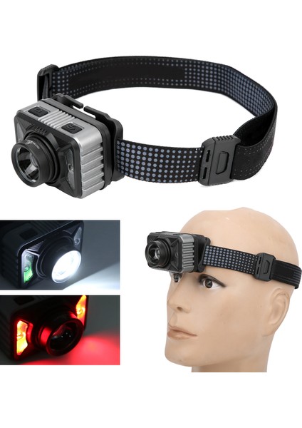 Estink Far Şarj Edilebilir XHP50 Güçlü Parlaklık LED Kırmızı Işık Yakınlaştırılabilir (Yurt Dışından)