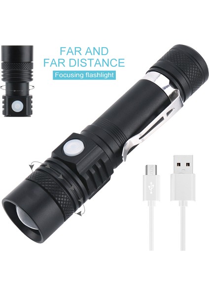 LED El Feneri USB Torch T6 Güç Yakınlaştırılabilir Bisiklet Işığı 18650 Şarj Edilebilir (Yurt Dışından)