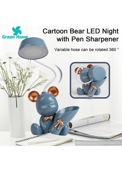 Yeşil Ev LED Okuma Lambası Esnek Hortum Tasarımı 3'ü 1 Arada Okuma Lambası Kalem Tutucu Kalemtıraş (Yurt Dışından) indirimleri