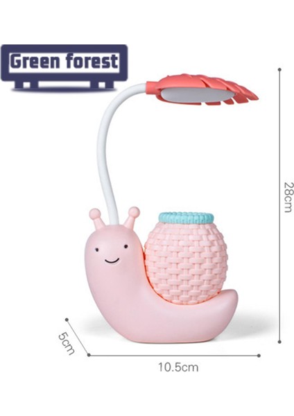 Yeşil Orman LED Başucu Lambası Şarj Edilebilir 2'si 1 Arada Karikatür Salyangoz Kalem Tutucu ile LED Masa Lambası (Yurt Dışından) fiyatları