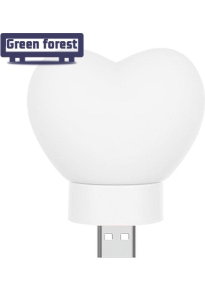 Yeşil Orman Kalp Gece Lambası Er Ücretsiz Manyetik Aşk Kalp USB Gece Lambası Masa Dekorasyon (Yurt Dışından)