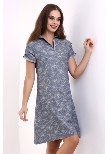 Kadın Yakalı Yarım Kol Elbise Desenli LRWM23EL10 fiyatları