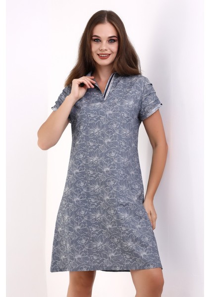 Kadın Yakalı Yarım Kol Elbise Desenli LRWM23EL10 modelleri