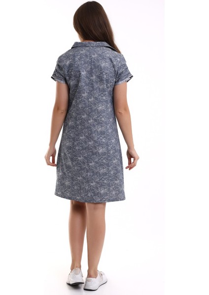 Kadın Yakalı Yarım Kol Elbise Desenli LRWM23EL10 indirimleri