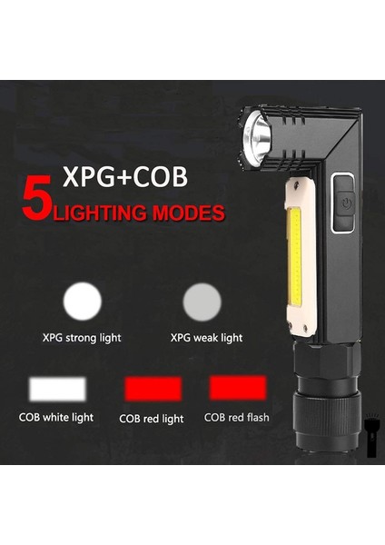 LED Taşınabilir Yürüyüş Işık Mini Cep Su Geçirmez Lamba Katlanır Cob El Çalışma Lambaları USB Şarj Manyetik Acil Durum Işıkları (Yurt Dışından)