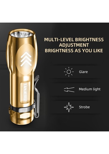 3 Aydınlatma Modu LED El Fenerleri USB Şarj Edilebilir Sabit Odaklı Flaş Işığı Taşınabilir Mini Torch Ipx6 Su Geçirmez El Fenerleri (Yurt Dışından)