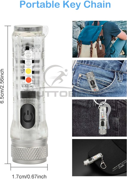 Dış Mekan Için Outtobe Şarj Edilebilir Mini Işık Anahtarlık Torch USB Şarj Edilebilir LED Işık Su Geçirmez Cep Işığı Edc (Yurt Dışından)
