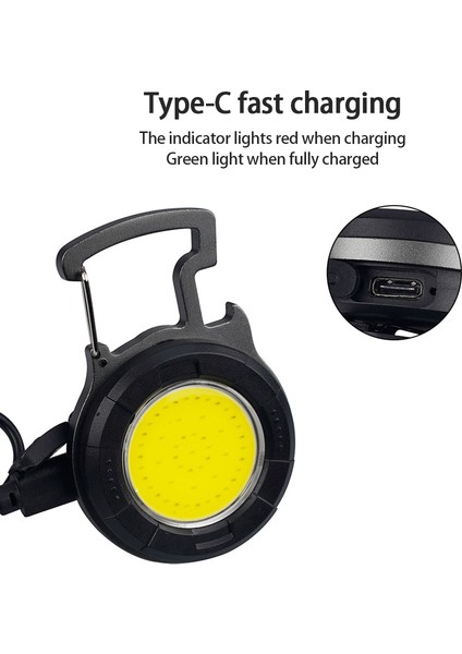 Cob LED Anahtarlık Işık Mini Taşınabilir Acil Işık El Feneri Açık Kamp Işık Tirbuşon (Yurt Dışından)