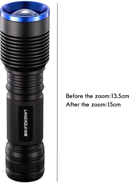 Zoroom Lan Eagle Şarj Edilebilir El Feneri LED Su Geçirmez Torch P50 Lamba Yuvası Açık Kamp Yürüyüş Bisiklet Için 5 Işık Modu (Yurt Dışından)