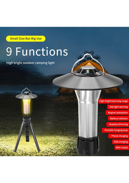 Çok Fonksiyonlu Deniz Feneri Kamp Lambası Dış Aydınlatma Uyarı Işığı Acil Durum El Feneri USB Şarj (Yurt Dışından)