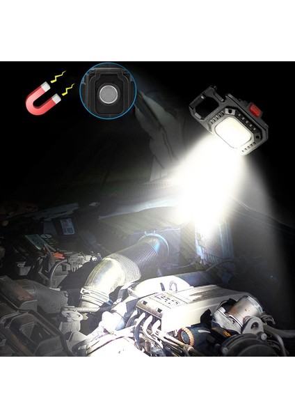 Mini LED El Feneri Çalışma Işığı Anahtarlık Cep Fener USB Şarj Edilebilir Lamba Manyetik Braket ile Açık Hava Balıkçılık Yürüyüş Kamp Için Şişe Açacağı (Yurt Dışından)