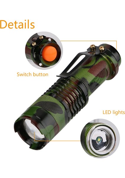 SK68 1000LM El Feneri Su Geçirmez Kamuflaj LED El Feneri Torch Taşınabilir Işık Deresi (Yurt Dışından)