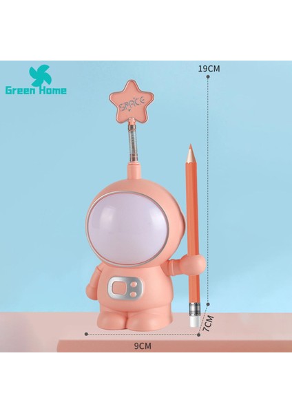 Yeşil Ev Astronot LED Lamba Titreşimsiz 2'si 1 Arada Astronot Kalemtıraşlı LED Gece Lambası (Yurt Dışından)