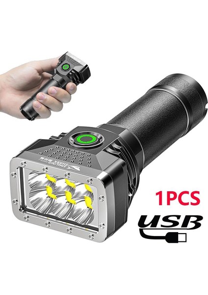 LED El Feneri Alüminyum Alaşımlı Şarj Edilebilir Mini Elektrikli Torch Kamp Yürüyüş Acil Durum Için Yüksek Parlaklık Dış Aydınlatma (Yurt Dışından)