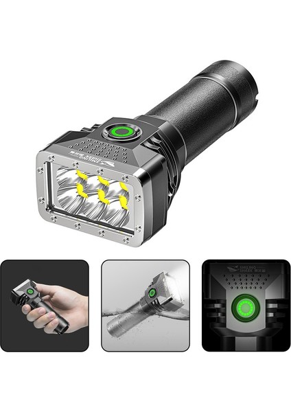 LED El Feneri Alüminyum Alaşımlı Şarj Edilebilir Mini Elektrikli Torch Kamp Yürüyüş Acil Durum Için Yüksek Parlaklık Dış Aydınlatma (Yurt Dışından)