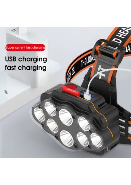 LED Far Güçlü Işık Süper Parlak Kafaya Monte El Feneri Açık Ev Uzun Menzilli Şarj Edilebilir Gece Balıkçılık Far (Yurt Dışından)
