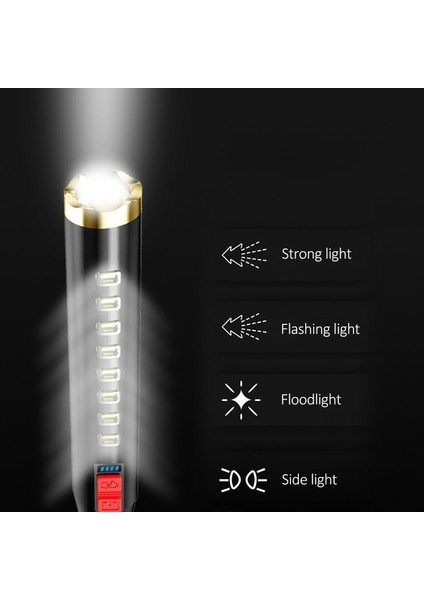 Açık Devriye Fenerleri Beyzbol Sopası El Feneri Torch 1200 Mah Cob USB Şarj Edilebilir Kablo ile Çalışma Işığı (Yurt Dışından)