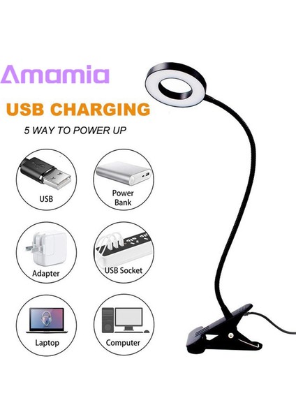 Amamia Masa Lambası Üç Dişli Klipsli LED Yatak Başlığı Gece Lambası (Yurt Dışından) fırsatları