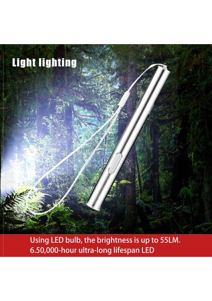Tıbbi Kullanışlı Kalem Şekilli USB Şarj Edilebilir El Feneri Klipsli LED Torch - Tıbbi Kullanım Için Gümüş (Yurt Dışından)