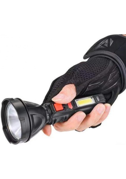 Güçlü Işık El Feneri Cob Yan Işık Çok Fonksiyonlu LED Taşınabilir Ev USB Şarj Edilebilir El Feneri Rengi (Yurt Dışından)