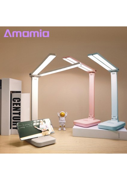 Amamia Başucu Lambası Şarj Edilebilir Öğrenci LED Okuma Lambası Masaüstü Aksesuarları (Yurt Dışından)