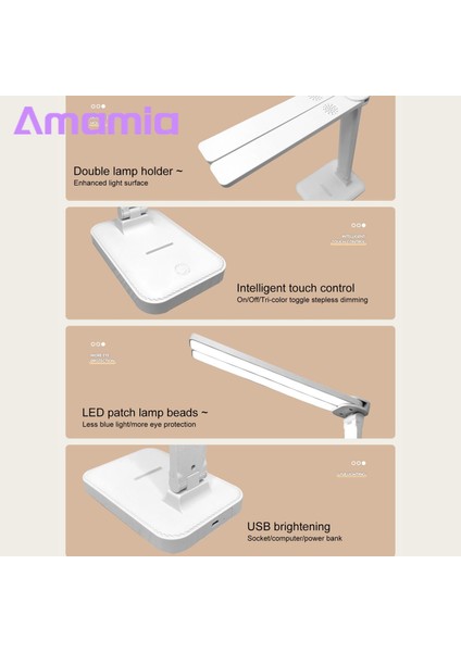 Amamia Başucu Lambası Şarj Edilebilir Öğrenci LED Okuma Lambası Masaüstü Aksesuarları (Yurt Dışından) fırsatları