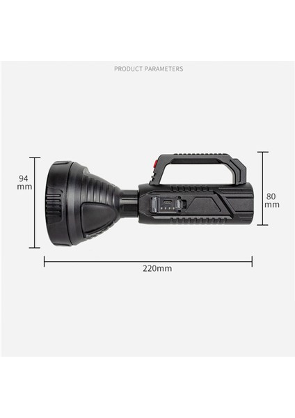 Yfashion Güçlü Işık Projektör Çok Fonksiyonlu Uzun Menzilli Aydınlatma LED Taşınabilir USB Şarj Ekran El Feneri (Yurt Dışından)