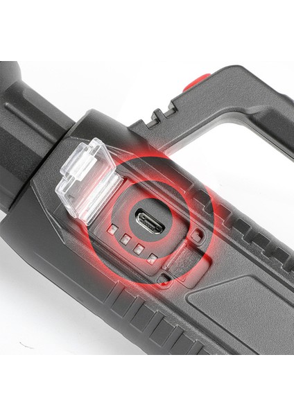 Yfashion Güçlü Işık Projektör Çok Fonksiyonlu Uzun Menzilli Aydınlatma LED Taşınabilir USB Şarj Ekran El Feneri (Yurt Dışından)