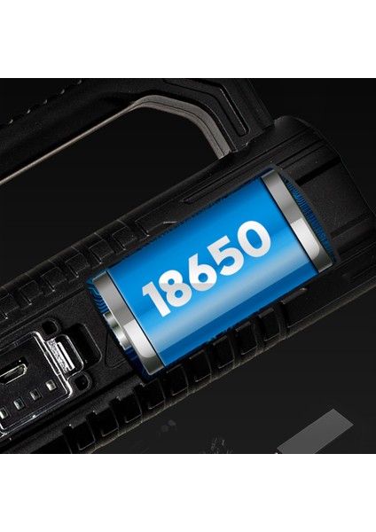Yfashion Güçlü Işık Projektör Çok Fonksiyonlu Uzun Menzilli Aydınlatma LED Taşınabilir USB Şarj Ekran El Feneri (Yurt Dışından)