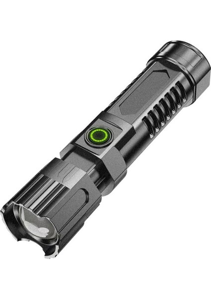 Mini Torch LED El Fenerleri USB Şarj Edilebilir Sabit Odak Flaş Lambası 1200 Mah Taşınabilir Kamp Su Geçirmez El Feneri (Yurt Dışından)