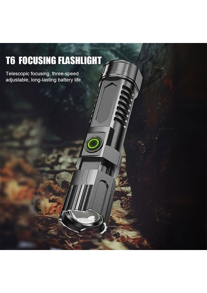 Mini Torch LED El Fenerleri USB Şarj Edilebilir Sabit Odak Flaş Lambası 1200 Mah Taşınabilir Kamp Su Geçirmez El Feneri (Yurt Dışından) fiyatları